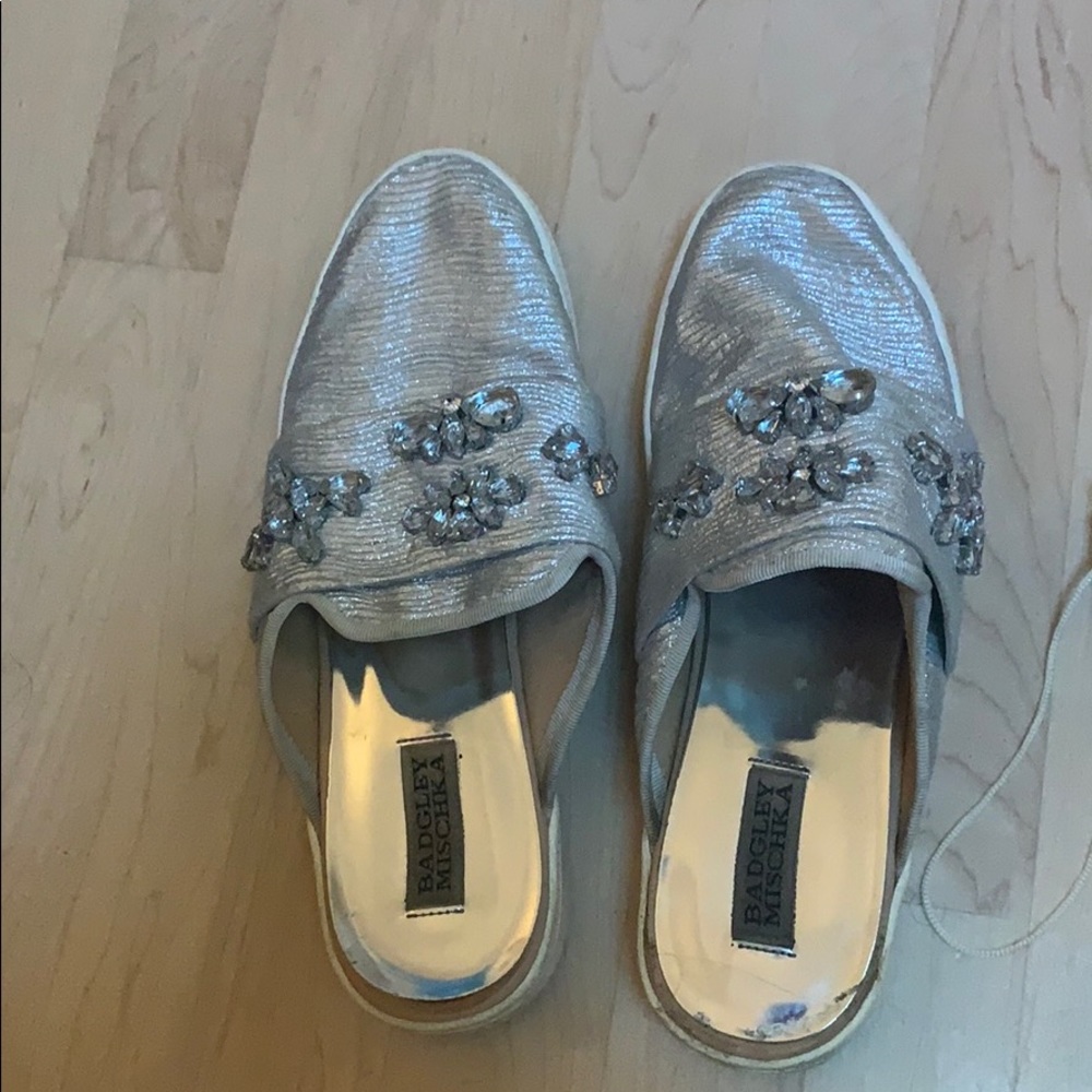 Badgley Mischka Bejeweled slip on Mules
